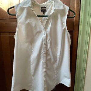 TALBOTS Size 2 White Sleeveless Button-Down Blouse
